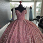 Sparkly Off The Shoulder Sequins Ball Gown,Sweet 16 Dress Y6473