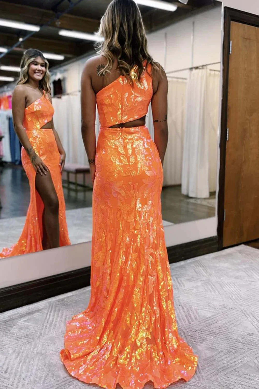 Buy ADHYA SHREE Designer Orange Georgette Dress at Amazon.in