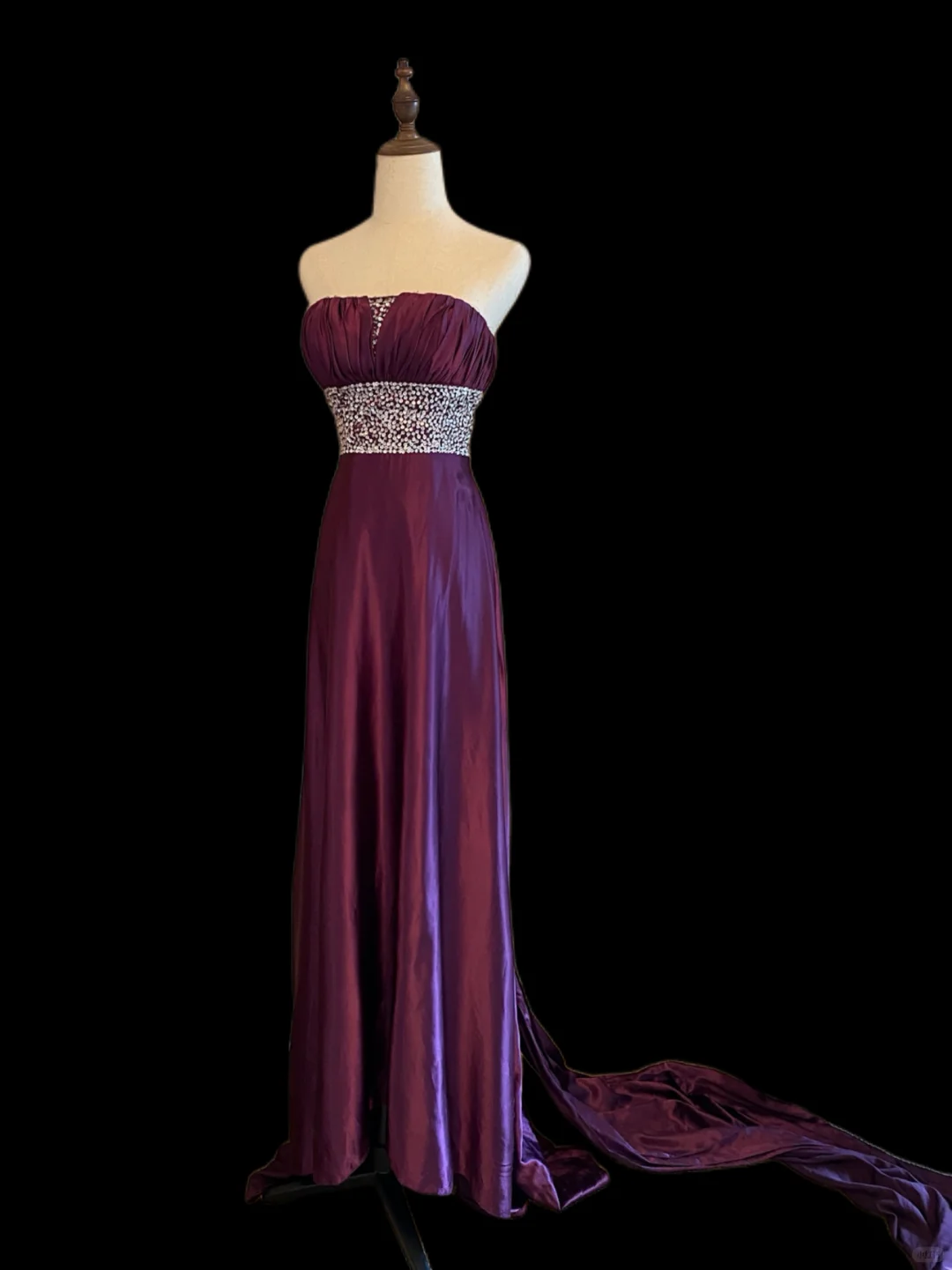 Pretty Purple Satin Sequin Mermaid Long Party Dress Birthday Prom Dress SP4092