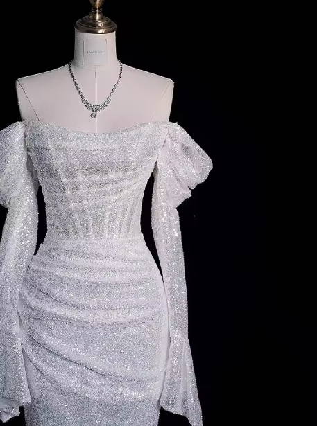 Shiny Off The Shoulder Mermaid Evening Dress,Glam Dress Y6889