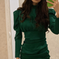 Sexy Green Long Sleeves Party Dress,Green Homecoming Dress  Y5858