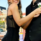 Sexy Black Tulle Beaded Prom Dresses Slit Party Gown Y7951
