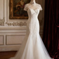 Charming White Tulle Appliques Mermaid Long Wedding Dress SP1170