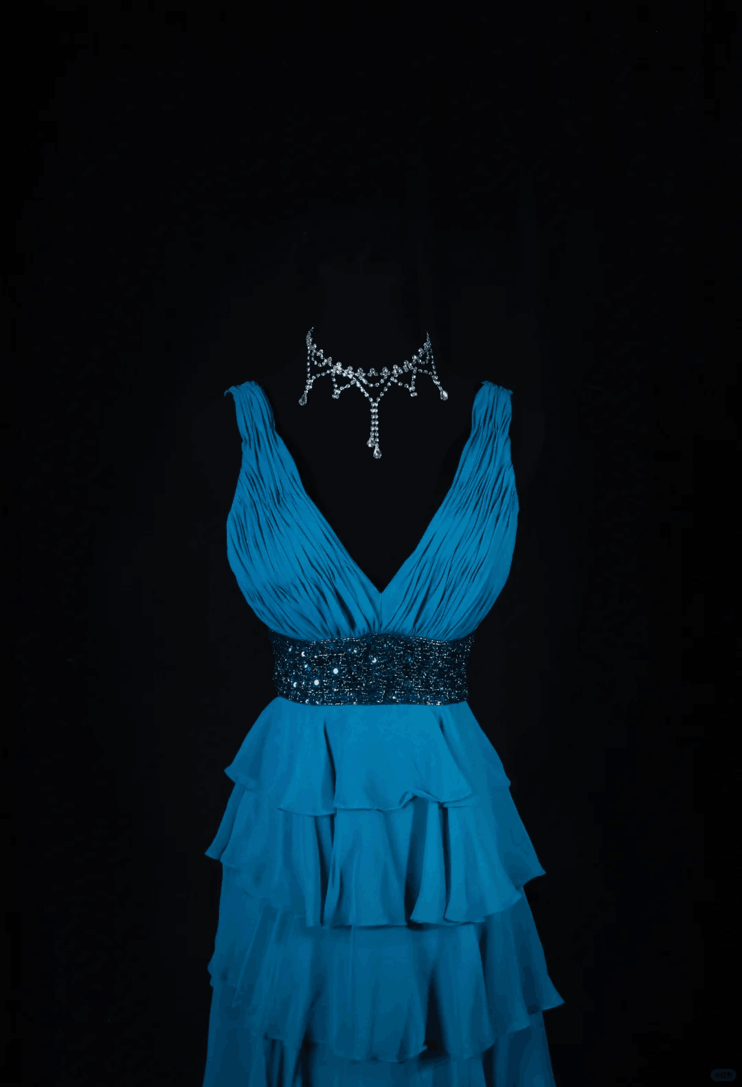 Classy Blue V Neck Satin Layered Sequin Beaded A Line Short Graduation Homecoming Dress Cocktail Dress SP2832