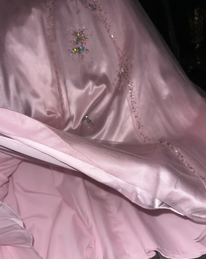 Pretty One Shoulder Pink Satin Tulle Beaded Long Mermaid Party Dress Birthday Outfits SP951