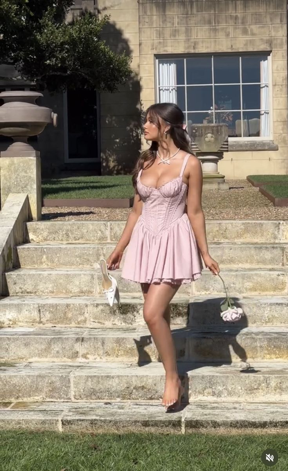 Cute Pink A Line Spaghetti Straps Satin Short Homecoming Dress,20th Birthday Dress Y9145