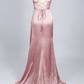 Green Scoop Neck Lace-Up Back Long Prom Dress with Slit Y6853
