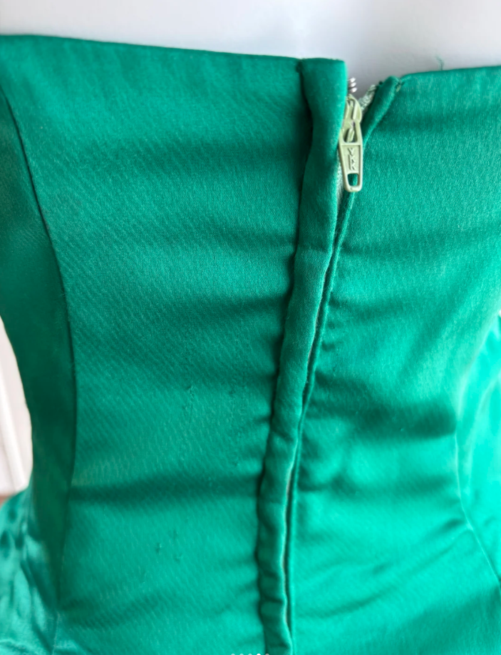 Vintage Green Strapless Satin Beaded Short Homecoming Dress Birthday Outfits With Appliques SP1458