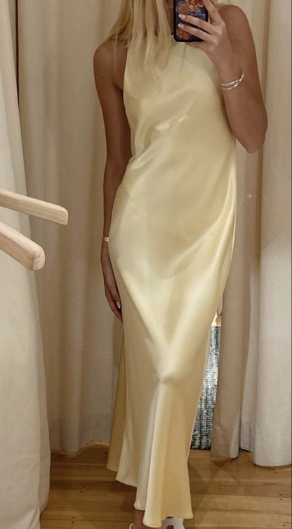 Simple Yellow Sleeveless Prom Dress,Wedding Guest Dress Y7428