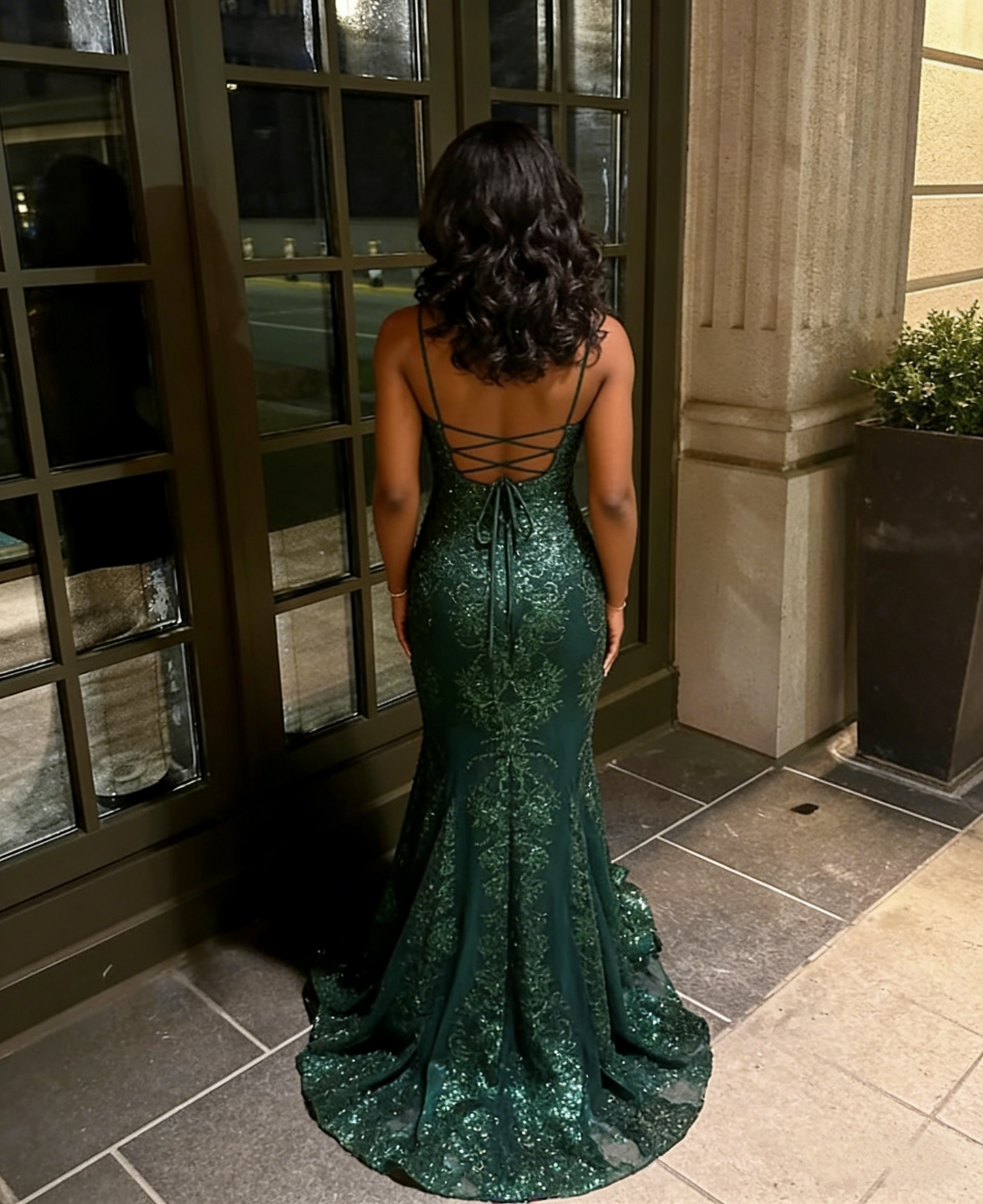 Classy Green Mermaid Evening Dress,Shiny Green Evening Gown Y4721