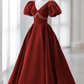 V-neck Evening Dress,Charming Prom dress, Velvet Party Dress,Bubble Sleeve Dress  Y4573