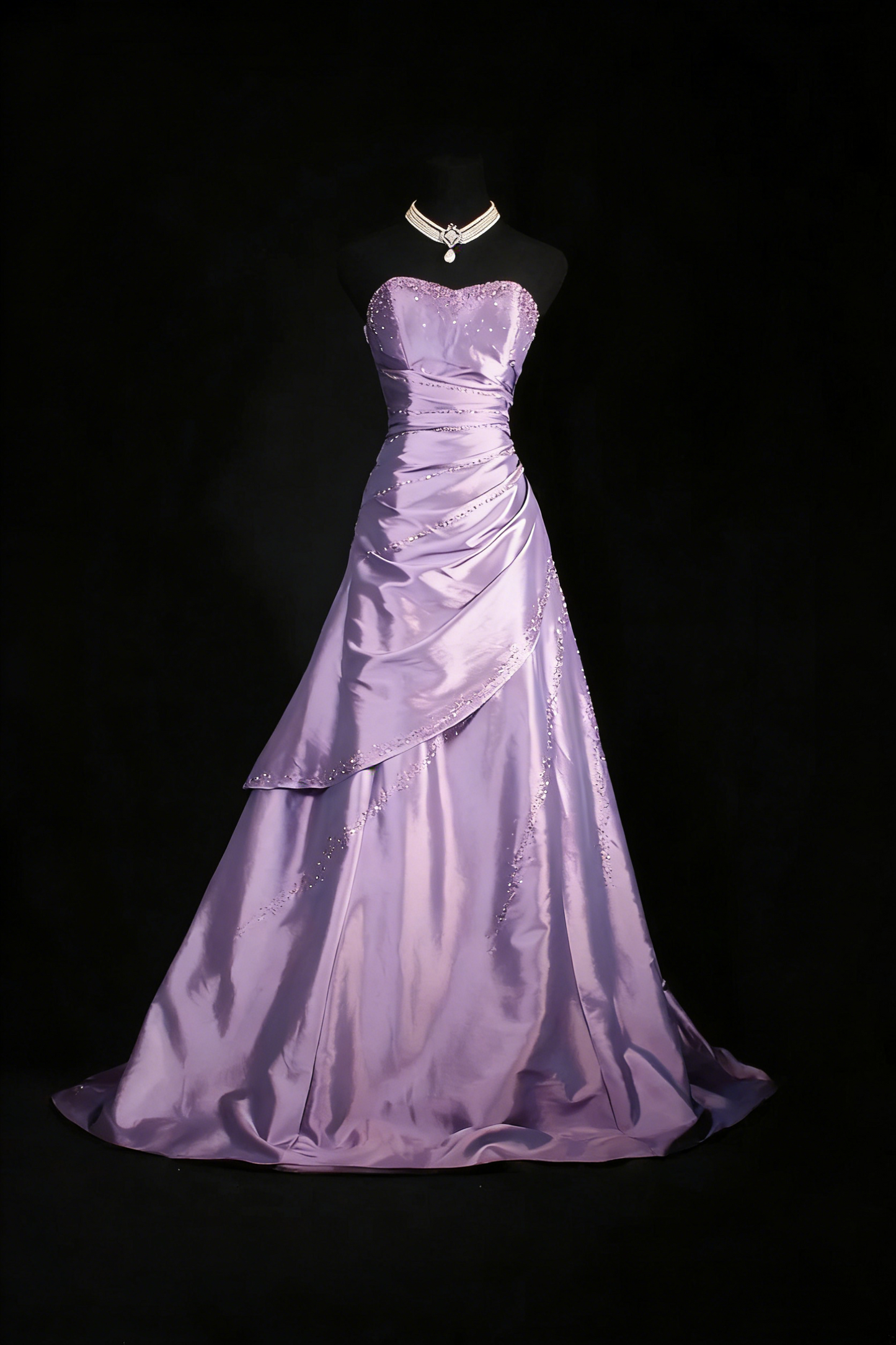 Retro Sweetheart Neck Dull Pink Satin Beaded Mermaid Long Birthday Dress Formal Evening Dress SP1728