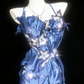 Gorgeous Blue Halter Satin Embroidery Beaded Mermaid Long Evening Dress Prom Gown SP1489