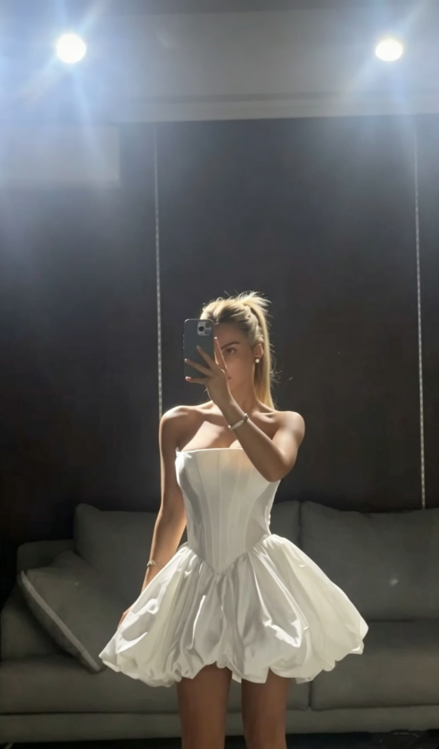 Elegant Strapless Satin Pleated A Line Short 17th Birthday Outfits,White Short Graduation Homecoming Dress SP2803