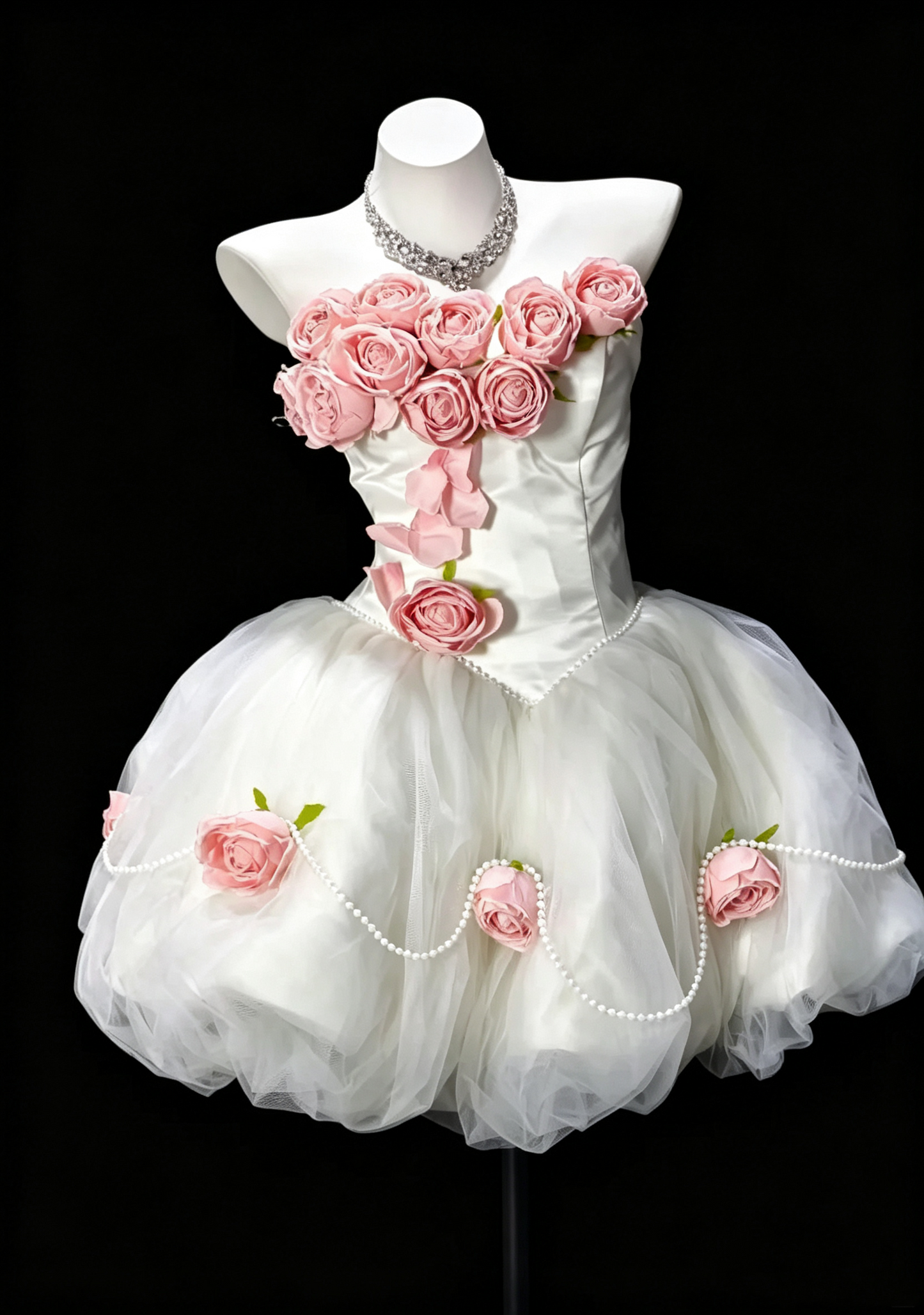 Pretty White Tulle 3D Flowers A Line Mini Homecoming Dress,Strapless Short 15th Birthday Outfits SP3178