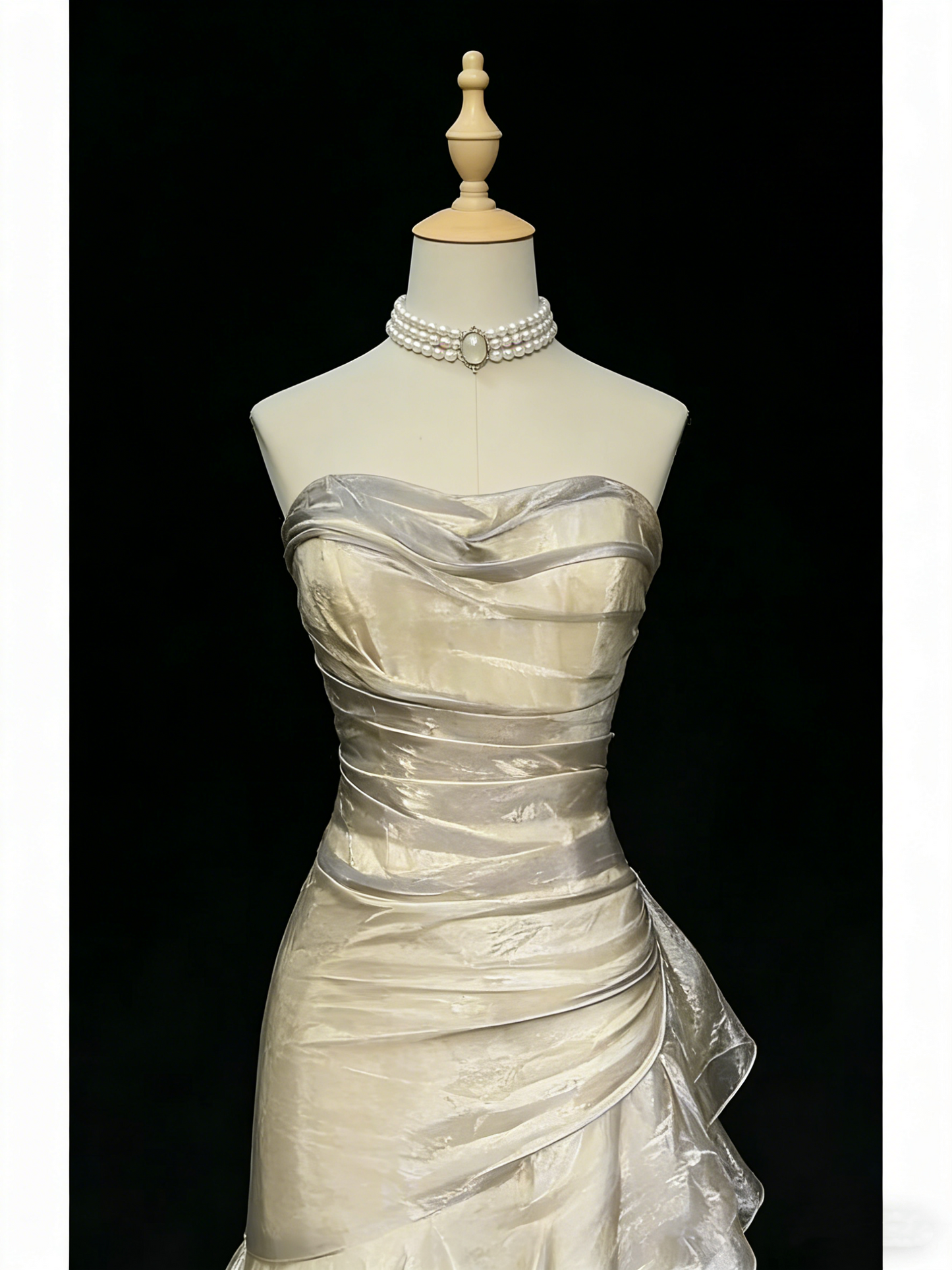 Vintage Ivory Tulle Mermaid Long Evening Dress Birthday Outfits SP941