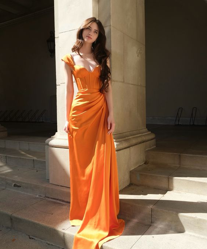 Elegant Orange Sheath Prom Dress,Orange Formal Gown Y6235 – Simplepromdress
