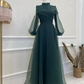 Modest A-line Long Sleeves Prom Dress,Muslim Prom Gown Y6733
