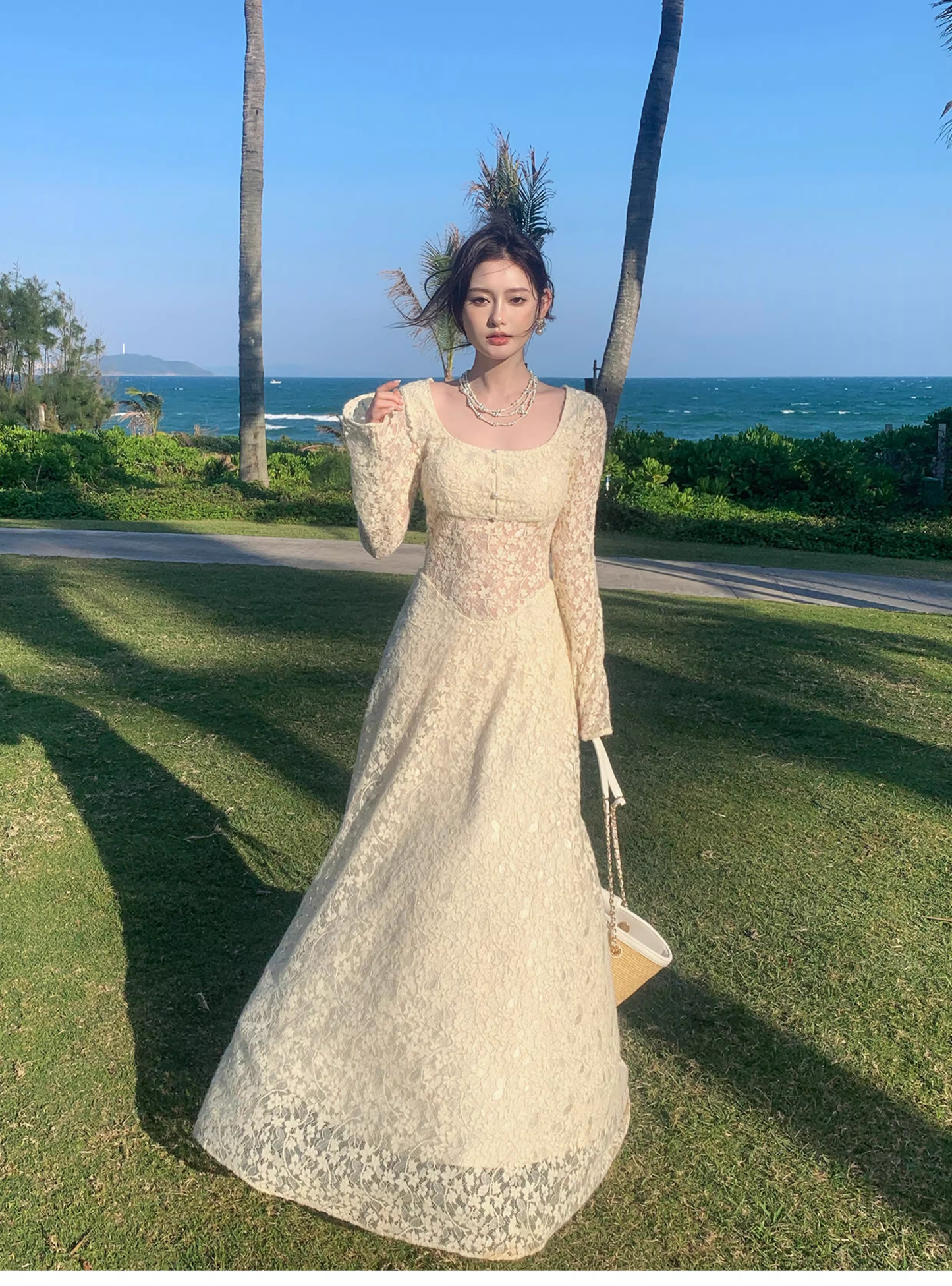 Charming Yellow Lace Mermaid Long Party Dress Birthday Prom Dress SP1976