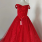 Light Blue Off The Shoulder Tulle Lace Appliques Princess Dresses Glitter Ball Gown Y8129