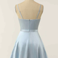 A-line V Neck Twist Knot Cut-Out Pleated Mini Homecoming Dress Y1866