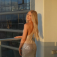 Spaghetti Straps Champagne Sequin Sheath Long Prom Dress Evening Dress Y8083
