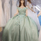 Glitter Sage Green Off The Shoulder Ball Gown,Sweet 16 Dress Y2265