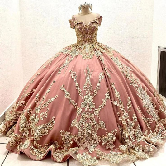 New Quinceanera Dress For Sweet Girl Beaded Appliques Floor Length Princess Ball Gown  Y6521