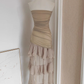 Vintage Strapless Chiffon Ruffles Prom Dress Y7918