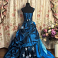 Retro Navy Blue Satin Pleated Lace Appliques Mermaid Prom Dress Formal Party Gown SP632