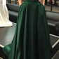 Dark Green V Neck A-line Evening Dress With Pockets Y5738