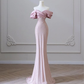 Flesh Pink Sequin Evening Gown Elegant Women's Off Shoulder Party Prom Evening Dress  Y6963