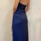 Sexy Halter Ombre Navy Blue V Neck Chiffon Long Prom Dress Party Evening Gown Y7486