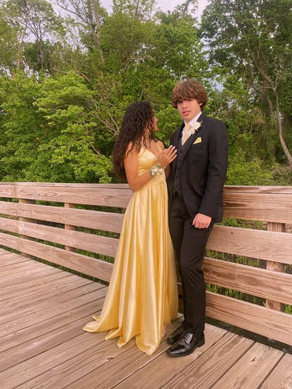 Simple Yellow V Neck Prom Dress,Yellow Graduation Dress Y7307 – Simplepromdress