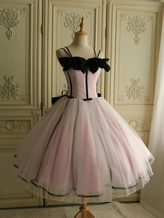 Vintage Pink Spaghetti Straps Tulle A Line Short 18th Birthday Outfits Formal Homecoming Dress Y9326