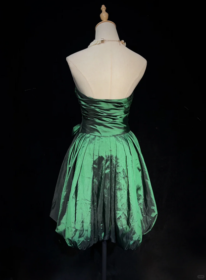 Stylish Sweetheart Neck Green Satin A Line Short Homecoming Dress Cocktail Dress SP2893