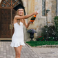 White Spaghetti Straps Graduation Dress,White Homecoming Dress  Y2986