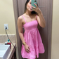 Pink A-line Spaghetti Straps Homecoming Dress, Pink Party Dress Y2782