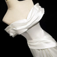 Simple Mermaid Off Shoulder Satin White Long Prom Evening Dress, Formal Wedding Dress Y8047