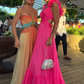 Chiffon A Line Ruffle Prom Dresses for Women V Neck Long Bridesmaid Dresses Backless Formal Evening Gowns  Y3043