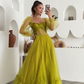 Green fairy prom dress for adult, long tulle corset ball gown Y6148