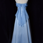 Elegant Blue Satin Spaghetti Straps Evening Gown A Line Long Party Dress Prom Dress Y7557