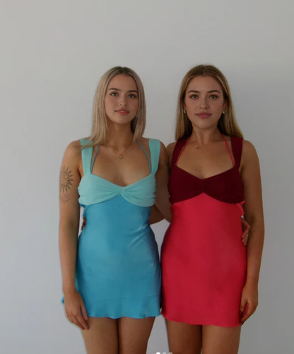 Fashion Sheath Halter Straps Blue Sleeveless Homecoming Dress Short Cocktail Dress Y9488