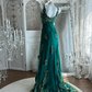 Vintage Dark Green Embroidery Appliques Mermaid Long Wedding Guest Dress, Formal Birthday Party Dress With Beaded SP1468