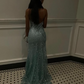 Charming Spaghetti Straps Lace Appliques Evening Dress Mermaid Prom Dress Y7921