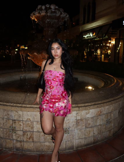 Vintage Hot Pink Strapless Satin Lace Floral Sheath Short Homecoming Dress Birthday Outfits SP111