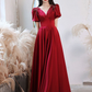 Satin Junior Senior Prom Dress Long Dress with Sleeves  Y4565