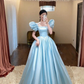Light Blue Satin Long Prom Dress, A Line Princess Dress Y4967