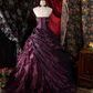 Vintage Sweetheart Neck Tulle Satin Pleated Ball Gown Purple Formal Birthday Quinceanera Dress SP1361