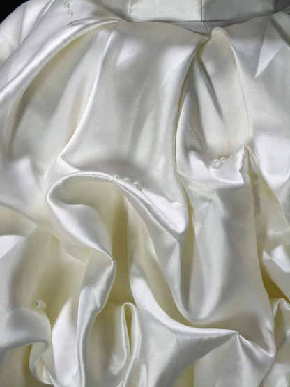 Elegant White Sleeveless Satin Pleated A Line Short Homecoming Dress Cocktail Dress SP3158